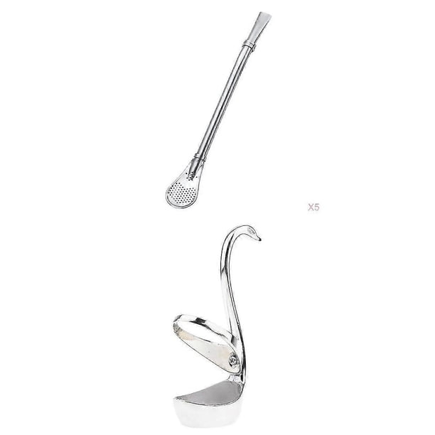 Creative Swan Spoon Holder Coffee Spoon Drinking Straw Teaspoon #24 26-27s