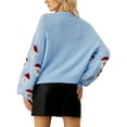 thumbnail image 3 of Frontwalk Womens Pullover Sweaters Christmas Ugly Knitted Jumpers Long Sleeve Xmas Holiday Party Blouse Tops Blue M, 3 of 3