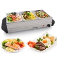 thumbnail image 1 of NutriChef PKBFWM21 - Food Warming Tray - Buffet Server Hot Plate Food Warmer, 1 of 7