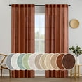 thumbnail image 2 of Burnt Orange Linen Curtains 84 Inches Length for Bedroom Living Room, Soft Linen Textured Window Drapes Terracotta Rust Fall Decor Semi Sheer Light Filtering, 4 Panels, 2 of 5