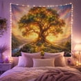 thumbnail image 2 of Lantern Tree of Life on Path, Dreamy Fantasy for Spiritual Decor Lovers, Enchanted Nature Wall Art, Housewarming Gift, Tapestry Wall Hanging for Bedroom, Living Room and Dorm, 2 of 7