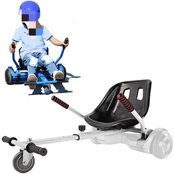 Hoverboard Seat Attachment for 6.5” 8” 10” Hoverboard, Go Kart Cart Conversion Kit, Accessories for Self Balancing Scooter, Hoverboard Cart for Kids and Adult, Adjustable Frame Length, White