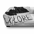 thumbnail image 3 of Adventure Soft Flannel Fleece Throw Blanket, Explore Lettering Wild Forest Hand Drawn Simple Mountains Nature Theme, Cozy Plush for Indoor and Outdoor Use, 70" x 90", Black White, by Ambesonne, 3 of 6