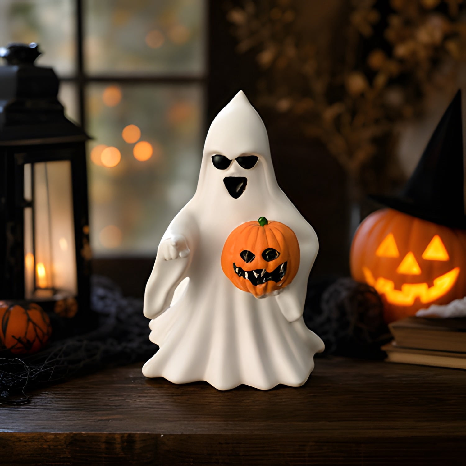 Halloween Ghost Figurine, Spooky Resin Ghost Statue, Funny Cute Ghost Ornaments for Halloween Decorations, Porch and Indoor Home Office Desk Decor, Christmas,New Year's Gifts