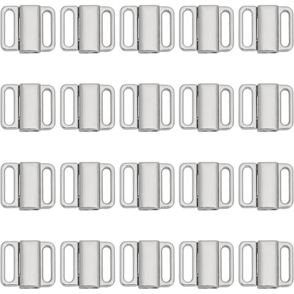 20Sets Metal Bra Strap Hooks Bathing Suit Replacement Clasps Alloy Bikini Clips Platinum 15.5x13.5x3.5mm