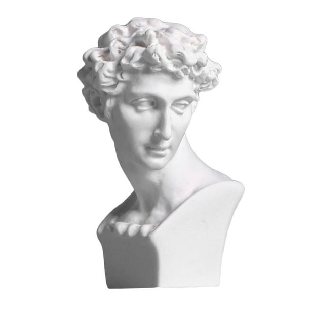 Réplica de busto de cabeza de David griego clásico de resina de 2,4 pulgadas, escultura