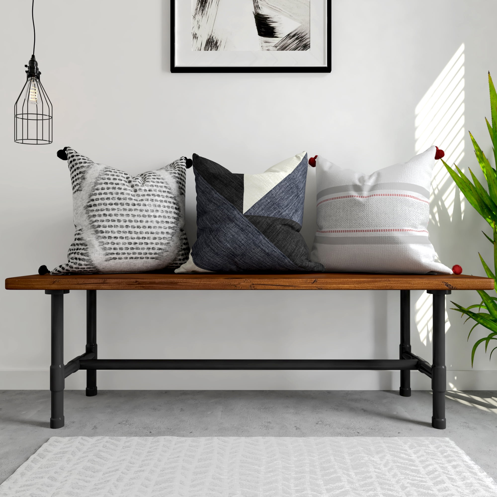 Decorative Throw Pillow Cover, 18” x 18”, Black and Gray, Textural Triangle Pattern on Poly Chenille Fabric Creating an Effortlessly Modern Sense of Style for Living Room, Bed, and Sofa