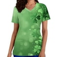 thumbnail image 2 of Gamivast St Patricks Day Scrubs for Women Plus Size Shamrocks Printed V Neck Short Sleeve Scrub with Pockets Loose Fitted Tunic T Shirts St Patricks Outfits, 2 of 6