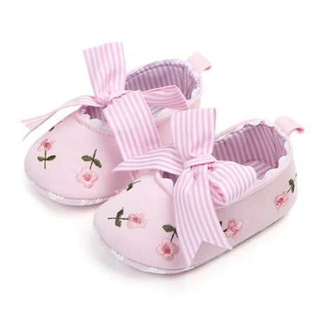 

TOWED22 Christmas Slippers For Kids Non-Slip Soft Floral Sandals Shoes Baby Shoes Girls Soft First Walking Bow Baby Shoes Pink