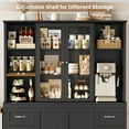 thumbnail image 6 of Hiphuta 63" Wide Large Kitchen Pantry Cabinet with Glass Door, 74" Tall Kitchen Storage Cabinet with 6 Drawers, Farmhouse kitchen Hutch for Kitchen Dining Room, Black, 6 of 7