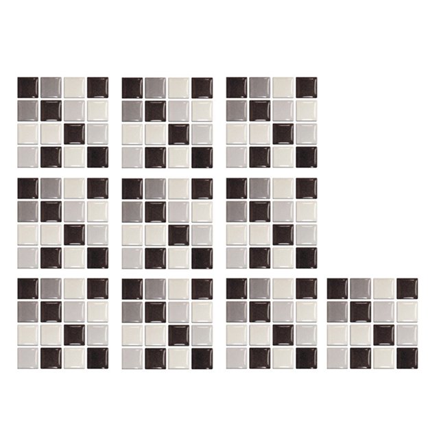 3D Mosaic DIY Self-adhesive Wall Sticker Waterproof Ceramic Tiles Film 10x10cm