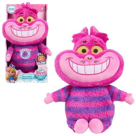 Disney Junior Alice's Wonderland Bakery Chat & Glow Cheshire Cat Soft and Cuddly Cute Plushie Stuffed Animal Officially Licensed Kids Toys for Ages 3 Up Gifts and Presents