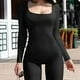 thumbnail image 4 of Mono deportivo para mujer, largo, ajustado, ligero, para yoga, sexy, ajustado, negro, talla S, 4 of 6