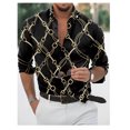 thumbnail image 1 of Camisa de manga larga con estampado 3D para hombre, con bolsillo, informal, con solapa, de alta calidad, para verano, talla grande, 1 of 6