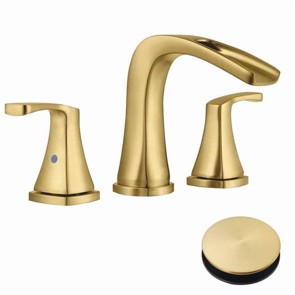 Brushed Gold 8"Widespread Bathroom Sink Faucet 3Hole 2Handle Basin Mixer w/Drain