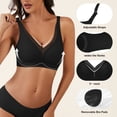 thumbnail image 4 of Qylux Bras For Women No Underwire Deep V Mesh Comfortable Bralette Seam-Free Full-Coverage Daily Bra，Black,3XL, 4 of 9