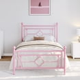 thumbnail image 2 of Sha Cerlin Pink Twin Size Metal Platform Bed Frame with Victorian Vintage Headboard & Underbed Storage, Adult, 2 of 10