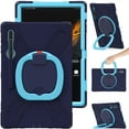 thumbnail image 1 of Dteck Samsung Galaxy Tab S8 Ultra Case 14.6 inch 2022 with Ring Stand, Heavy Duty 360 Rotating Multi-Functional Grip Stand Rugged Shockproof Fully-Body Rugged Cover, Navy+Blue, 1 of 8