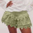 thumbnail image 2 of vigerkar Women Tiered Ruffle Shorts Floral Embroidered Eyelet Elastic Waist Wide Leg Boho Crochet Skirt Shorts (AG, M), 2 of 9