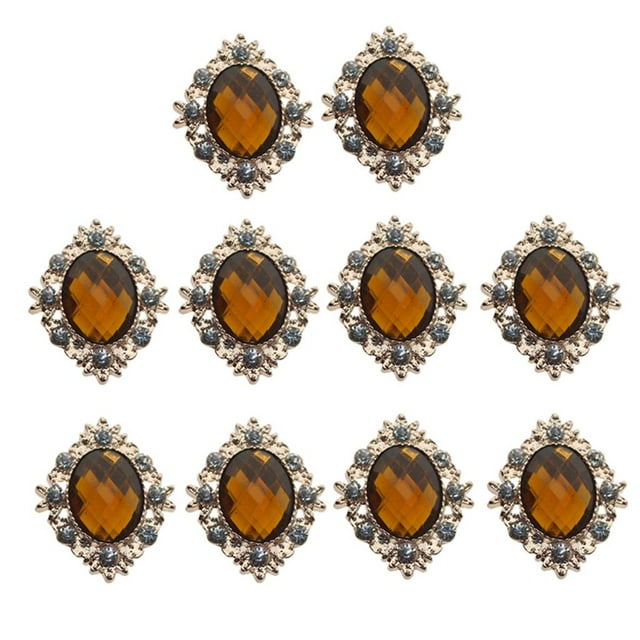 Flat Back Crystal Rhinestones Button Embellishment Cabochon Bead Yellow 30x25mm