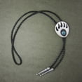 thumbnail image 4 of Vintage Silver Plated Oval Western Bear Paw Wedding Bolo Tie Leather Necklace, 4 of 4