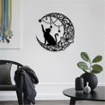 thumbnail image 3 of Decoración de pared de metal con diseño de luna y gatos negros, escultura de rosa hueca negra, 3 of 5