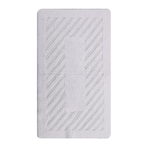 Knightsbridge Diagonal Racetrack 100% Cotton Reversible Bath Rug 21 X 34 White