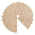 thumbnail image 3 of SARO 359.N53R 53 in. Round Natural Pom Pom Tree Skirt, 3 of 5