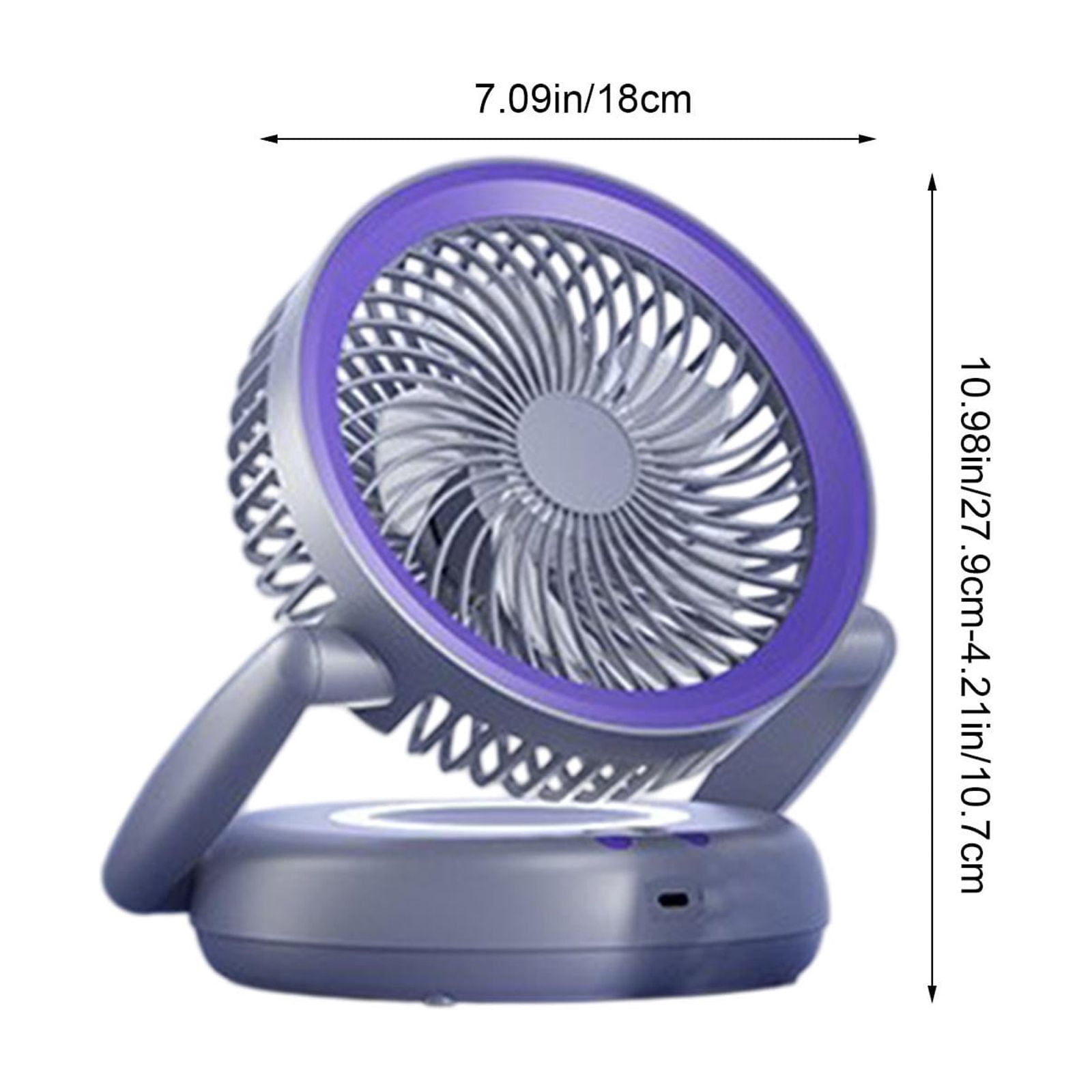 Lenkho Multifunctional Foldable Desk & Wall Fan, 2-in-1 Rechargeable Circulating Fan, 360° Adjustable Angle, Small Desktop Fan with Night Light, Ideal for Home, Office, Kitchen