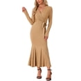 thumbnail image 2 of INSPIRE CHIC Bodycon Long Maxi Dresses for with Belt Sexy Floor Length Fishtail Mermaid Dress, 2 of 5