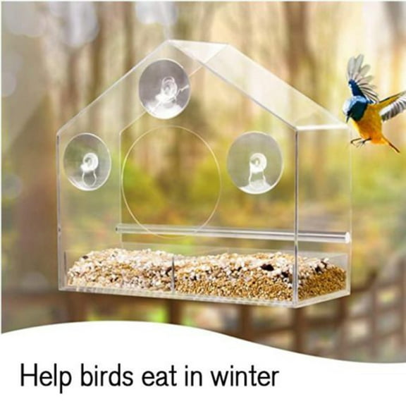 AZXY Bird Feeders Outdoor,Window Bird Feeders with Strong Suction Cups,Clear Birdhouse for Viewing,Acrylic Birdfeeders Clearance