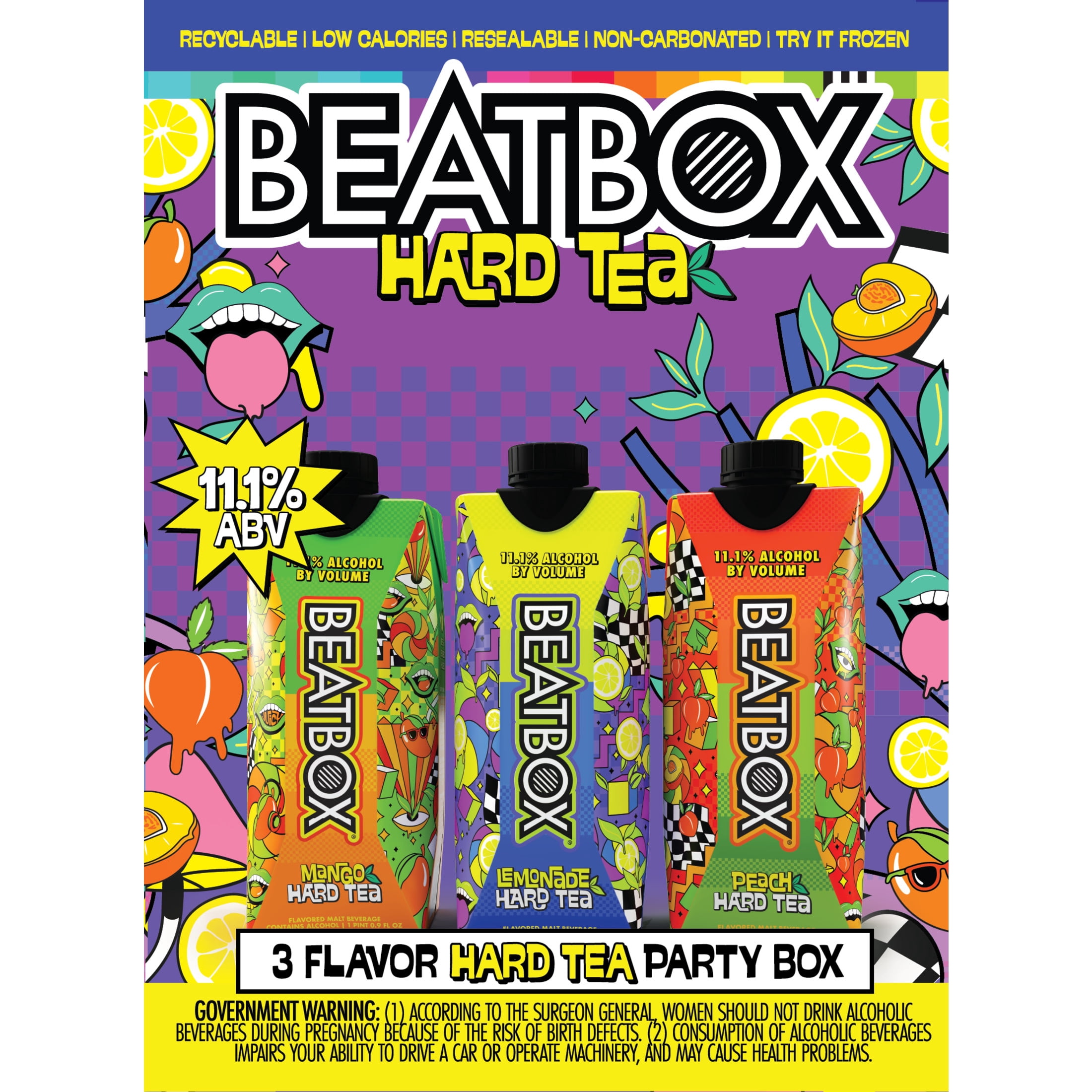 BeatBox Hard Tea Variety Pack Ready-to-Drink Cocktail Party Punch, 11.1% ABV 6/500ml Tetra