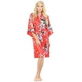 thumbnail image 5 of Asian Home Flower Peacock Satin Silk Kimono Robe, Dressing Gown, Bridal, Gift (Red), 5 of 6