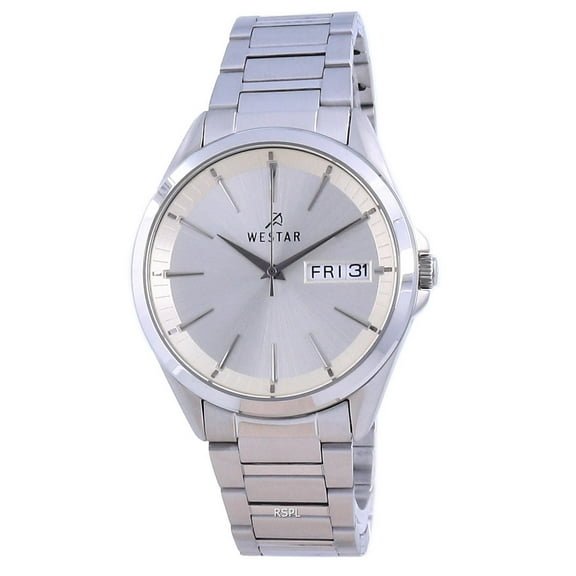 Westar 50212STN102 41 x 9 mm Champagne Dial Stainless Steel Quartz Mens Watch