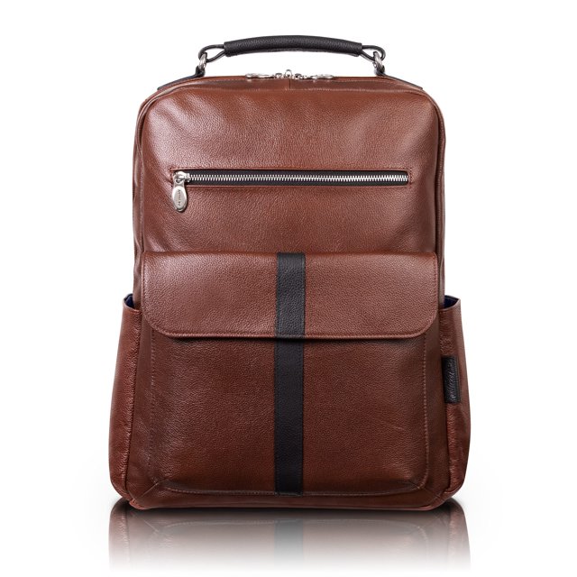 Mochila McKleinUSA Logan de Cuero Bicolor para Laptop de 17" con Doble Compartimento