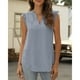 thumbnail image 3 of Blusa sin Mangas con Cuello en V para Mujer Blusa sin Mangas de Encaje con Pliegues de Color Puro Blusa sin Mangas Chaleco Camisas Camiseta sin Mangas para el Día a Día ANGGREK Otros, 3 of 7