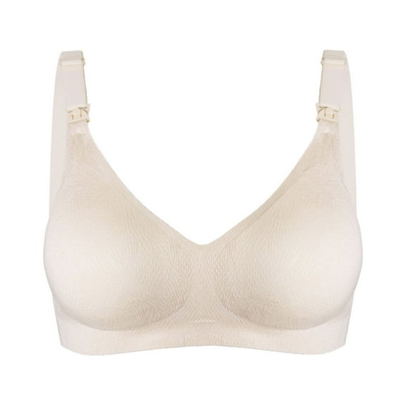 No Show Bra Women Pullover Bra Feature V-Neck Sport Bra Style W-513 Beige XL