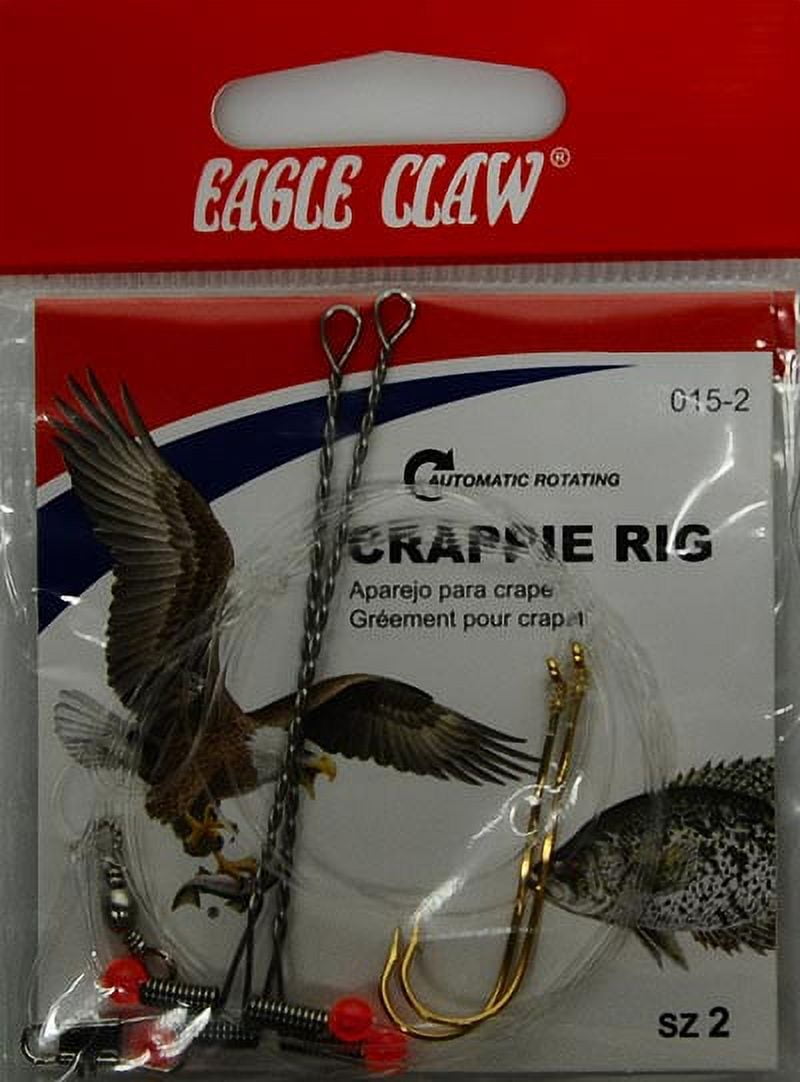 (4 pack) Eagle Claw Fishing, 015H-2 Crappie Rig, Fish Hook Size 2