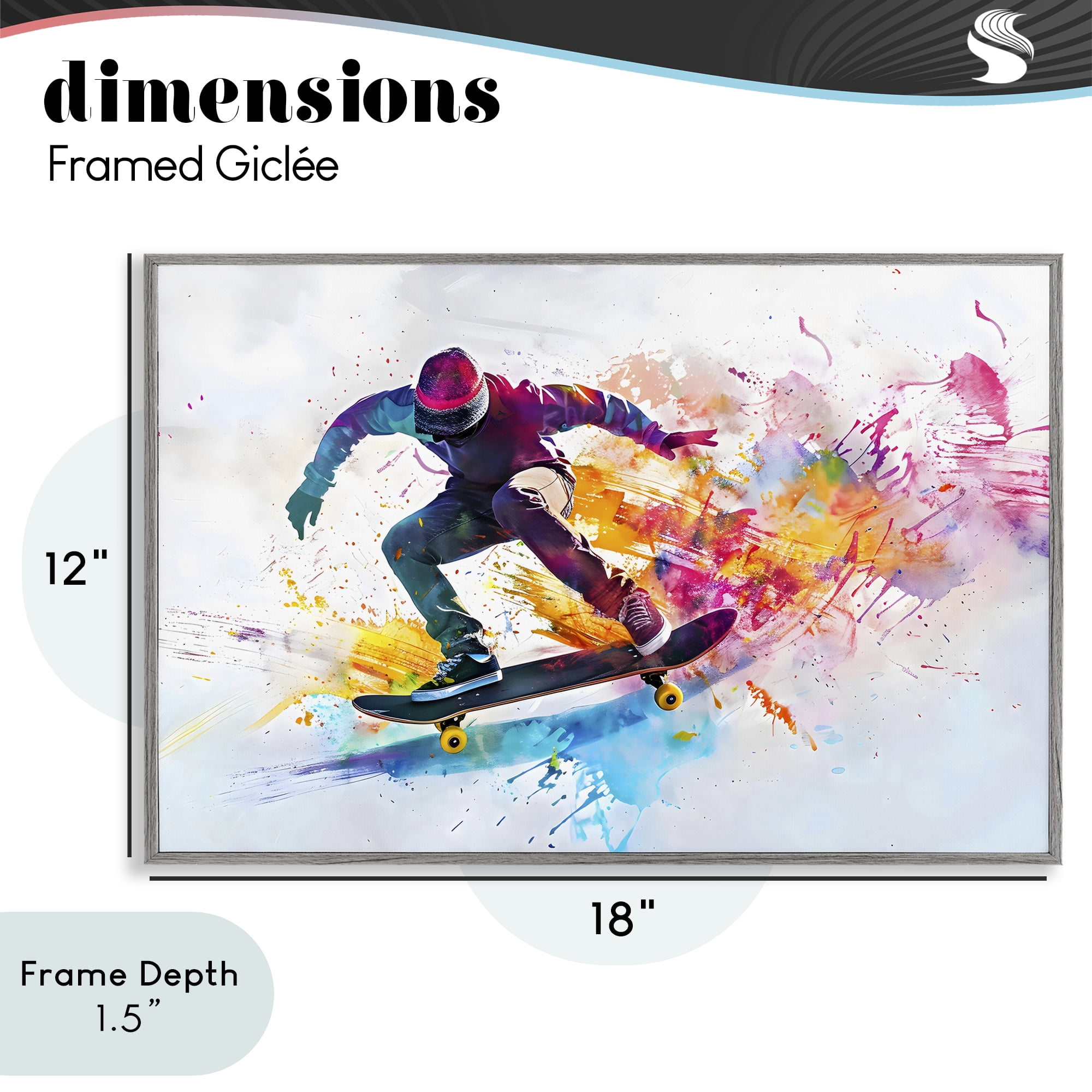 Stupell Industries Skateboarder in Motion Gray Framed Giclee Art, design by Creative Studio