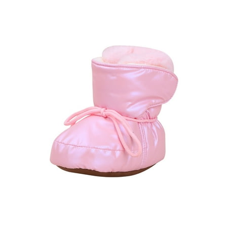 

Kesitin Girls Boys Ankle Boot First Walkers Crib Shoes Soft Sole Winter Boots Waterproof Lightweight Booties Cold Weather Plush Lining Sock Slipper Pink