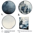 thumbnail image 3 of Designart "Mountain Fortress Castles Misty painting II" Cityscapes Floater Framed Wall Decor, 3 of 7