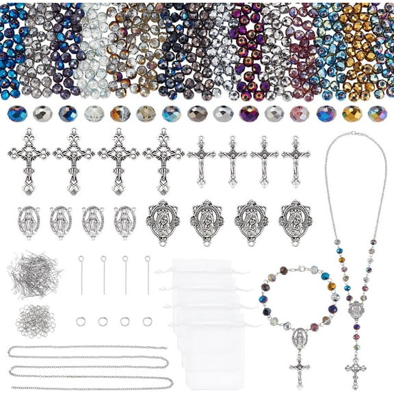 737pcs Rosary Jewelry Making Kit Prayer Making Supplies Necklace Set Glass Beads Charms Pendants