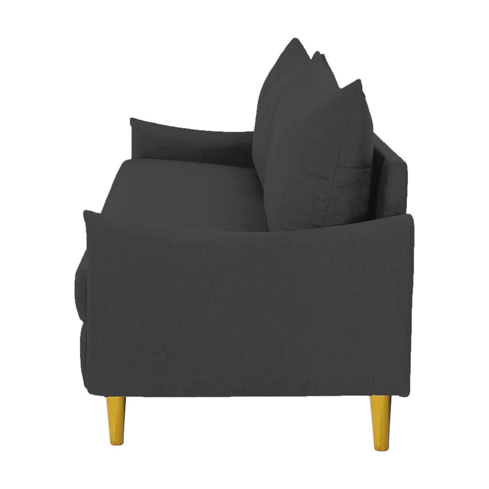 Gewnee 66.9-inch Modern Style Sofa - with Removable and Washable Back Cushion Covers / Gold Tapered Metal Legs. Suitable for Living Rooms / Bedrooms