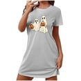 thumbnail image 1 of Sakmal Moomoos Grande Taille pour Femmes Robe de Nuit Extensible Nuage d'Halloween Gris Imprimé Fantôme Manches Courtes Col Rond Chemises de Nuit P-2TG, 1 of 4