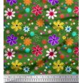 thumbnail image 1 of Soimoi Green Silk Fabric Flower Artistic Printed Fabric 1 Yard 42 Inch Wide, 1 of 1