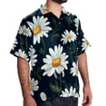 thumbnail image 2 of Daisy Men's Short Sleeve Poplin Shirt, Casual Printed Button Down Top for Summer Beach, Spread Collar Unisex Beach Shirt, 2 of 6