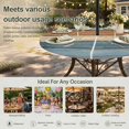 thumbnail image 6 of Round Outdoor Tablecloth with Umbrella Hole and Zipper, Farmhouse Blue Brown Tablecloth with Elastic Waterproof, Vintage Wooden Striped Patio Table Covers for 55" - 60" Picnic Pool Tables, 6 of 9