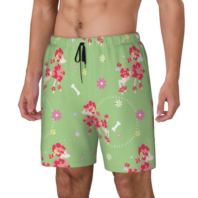 Balery Cute Poodle Dog Bañador para hombre, shorts de playa de secado rápido con entrepierna y forro de compresión-XX-Large