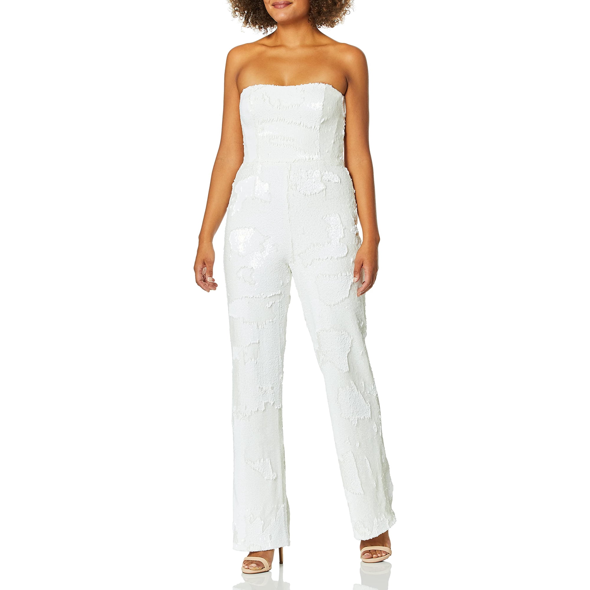 dress the population white jumpsuit Dress The Population Kinsley Jumpsuit Sz M NWT