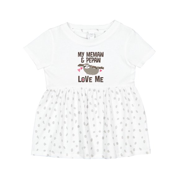 Inktastic My Memaw and Pepaw Love Me Sloth Girls Baby Dress